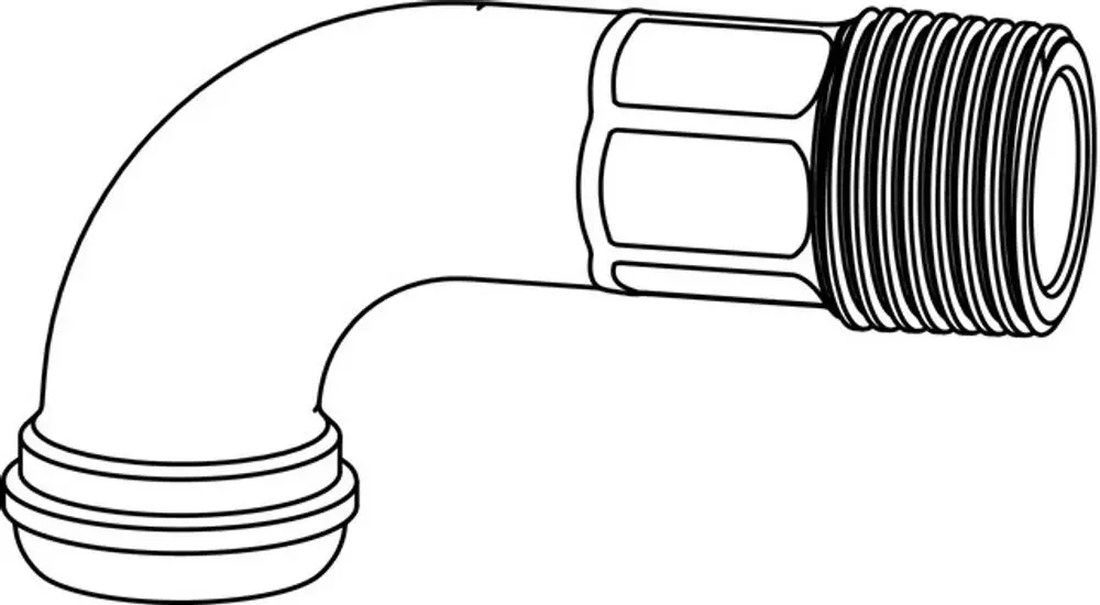 Rohrbogen aus vernickeltem Guss mit Gewinde und einer Biegung, geeignet für Heizungsinstallationen. Teil des Sortiments von IMI Hydronic Engineering.